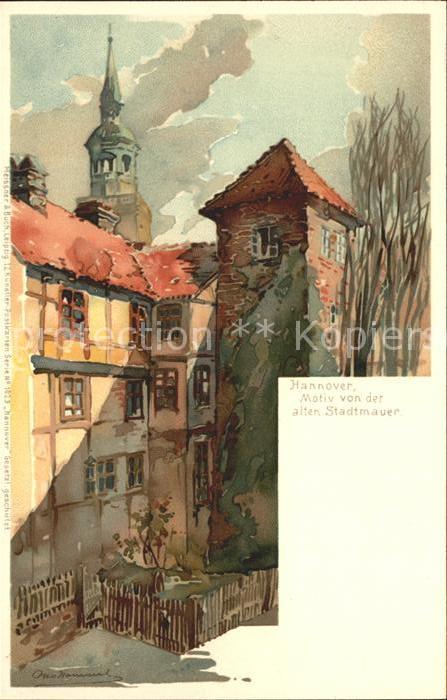 HANNOVER  CITY Motiv von der alten Stadtmauer Kuenstlerkarte