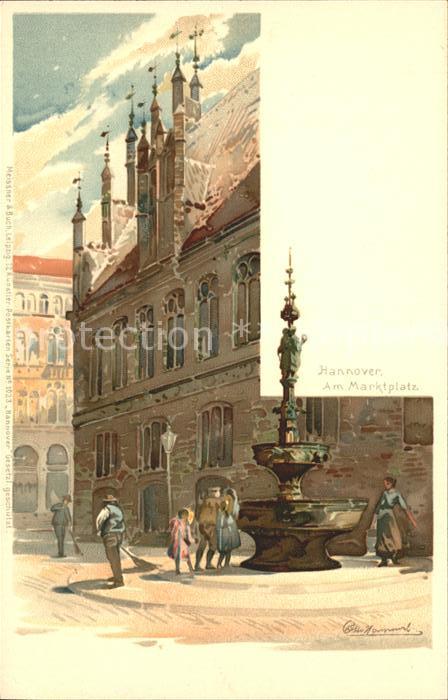 HANNOVER  CITY Marktplatz Brunnen Kuenstlerkarte