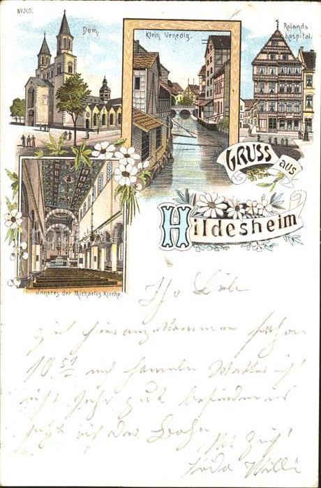 HILDESHEIM  CITY Dom Klein Venedig Kanal Rolandshospital Michaeliskirche Litho R