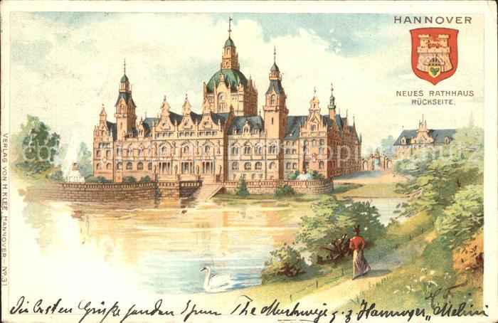 HANNOVER  CITY Neues Rathaus Schwanenteich Kuenstlerkarte