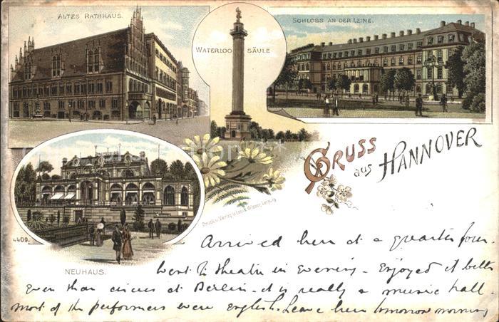 HANNOVER  CITY Rathaus Waterloo Saeule Leine Schloss Neuhaus