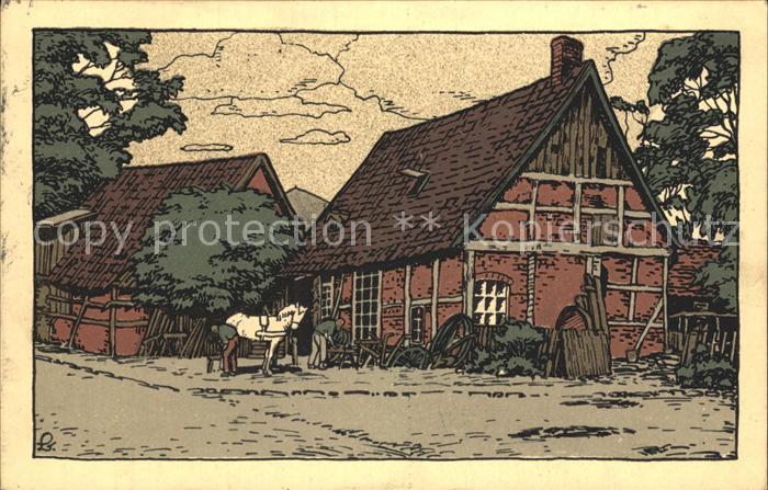 Fallingbostel Alte Schmiede Lueneburger Heide Kuenstler Steinzeichnung