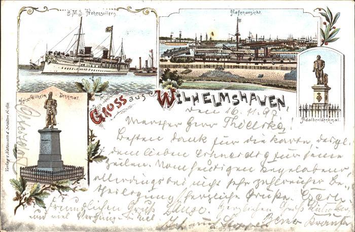 Wilhelmshaven  CITY MS Hohenzollern Dampfer Hafenansicht Adalbertdenkmal Kaiser