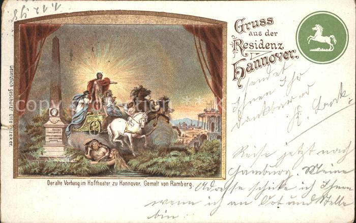 HANNOVER  CITY Alter Vorhang im Hoftheater gemalt von Ramberg Reichspost
