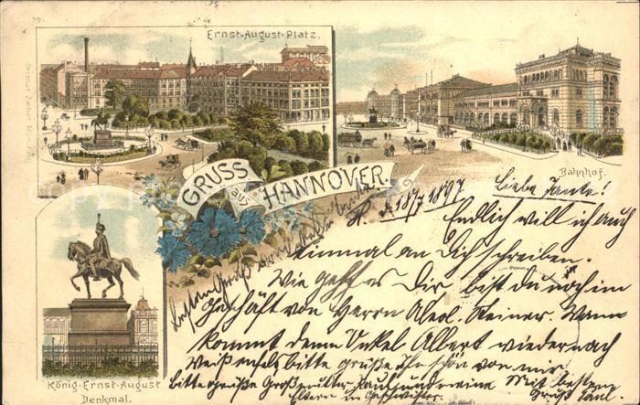 HANNOVER  CITY Ernst August Platz Denkmal Bahnhof