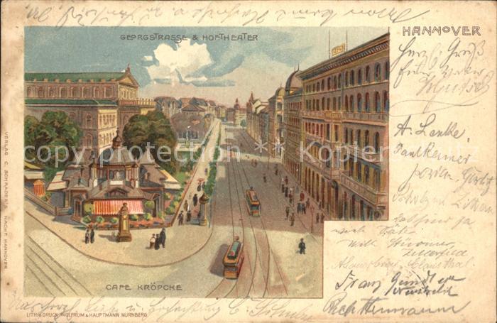 HANNOVER  CITY Cafe Kroepcke Georgstrasse Hoftheater Kuenstlerkarte
