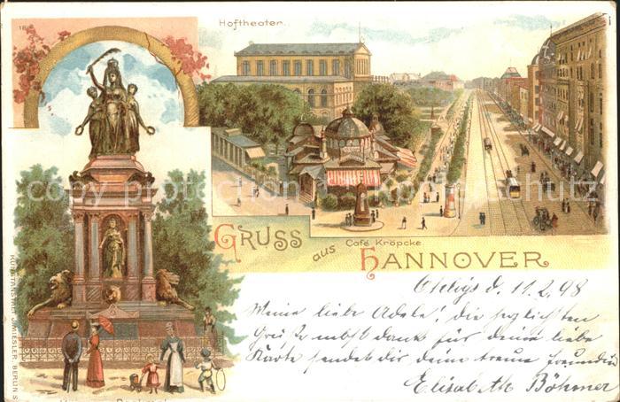 HANNOVER  CITY Hoftheater Georgstrasse Cafe Kroepcke Kriegerdenkmal Reichspost