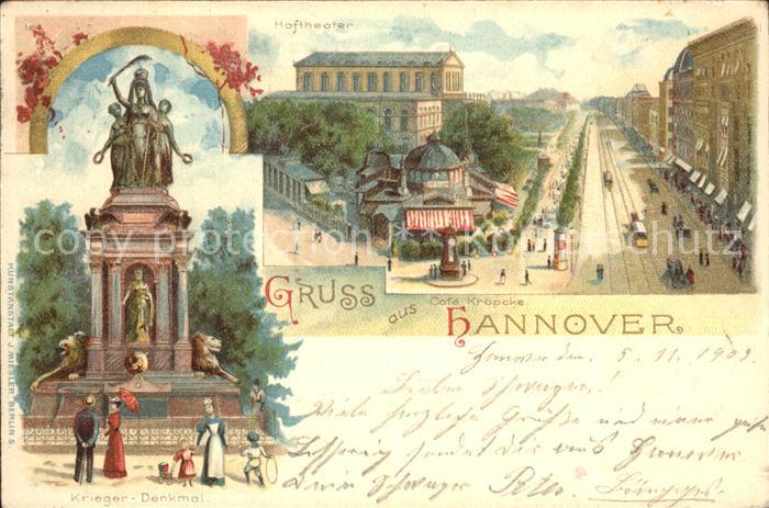 HANNOVER  CITY Hoftheater Cafe Kroepcke Georgstrasse Kriegerdenkmal