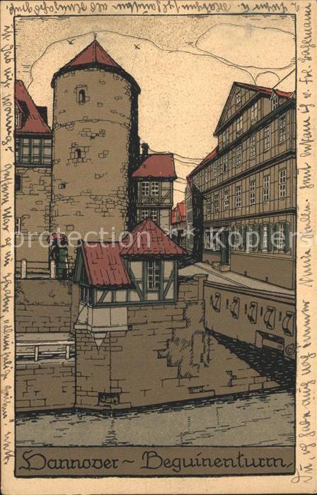 HANNOVER  CITY Beguinenturm Kuenstler Steinzeichnung