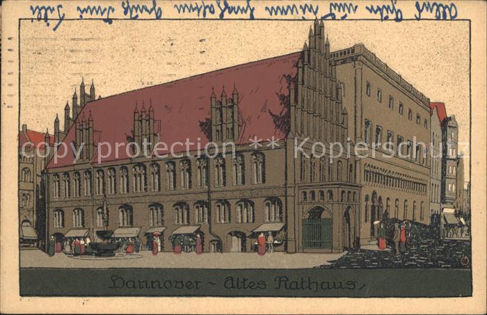 HANNOVER  CITY Altes Rathaus Kuenstler Steinzeichnung