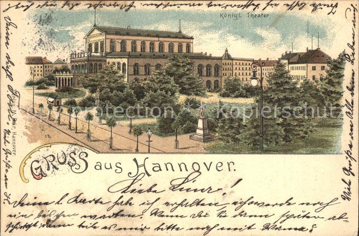 HANNOVER  CITY Koenigliches Theater Litho Reichspost