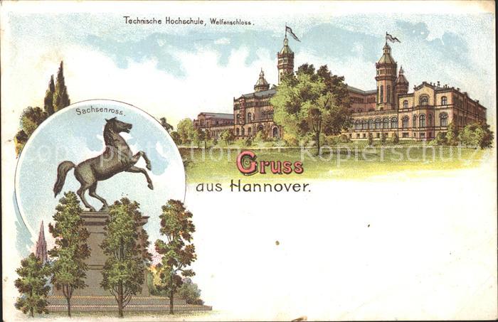 HANNOVER  CITY Welfenschloss Technische Hochschule Sachsenross Litho Reichspost