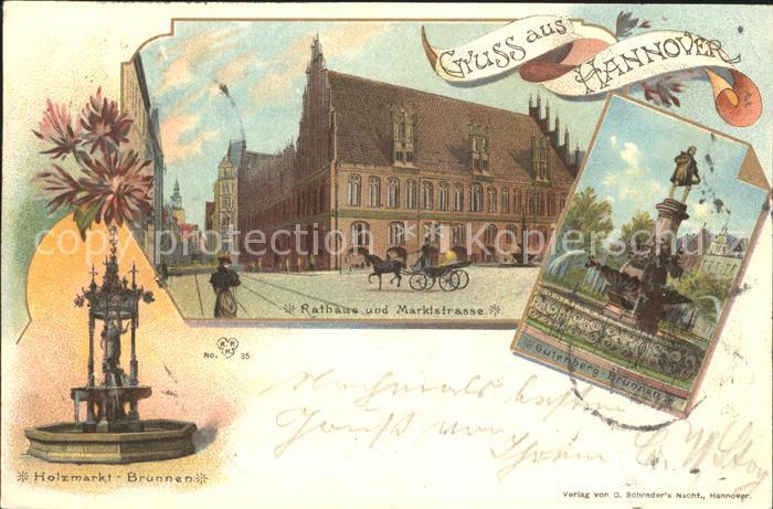 HANNOVER  CITY Holzmarkt Brunnen Rathaus Marktstrasse Gutenberg Brunnen