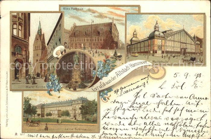 HANNOVER  CITY Altstadt Marktkirche Rathaus Markthalle Leine Schloss