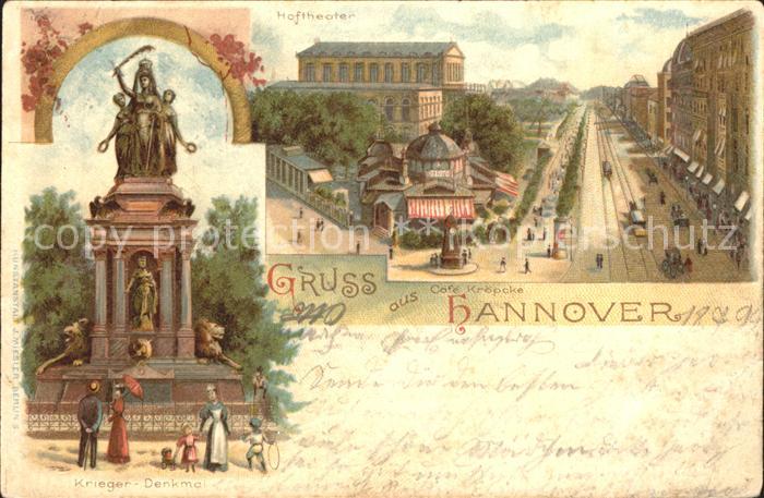 HANNOVER  CITY Kriegerdenkmal Hoftheater Georgstrasse Cafe Kroepcke