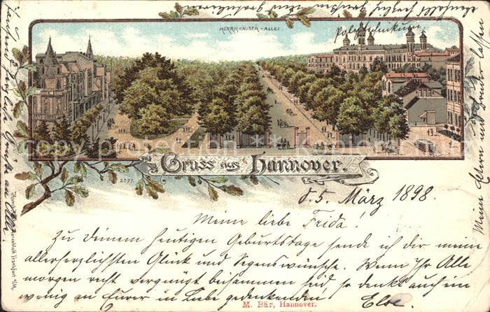 HANNOVER  CITY Herrenhaeuser Allee Litho Reichspsot