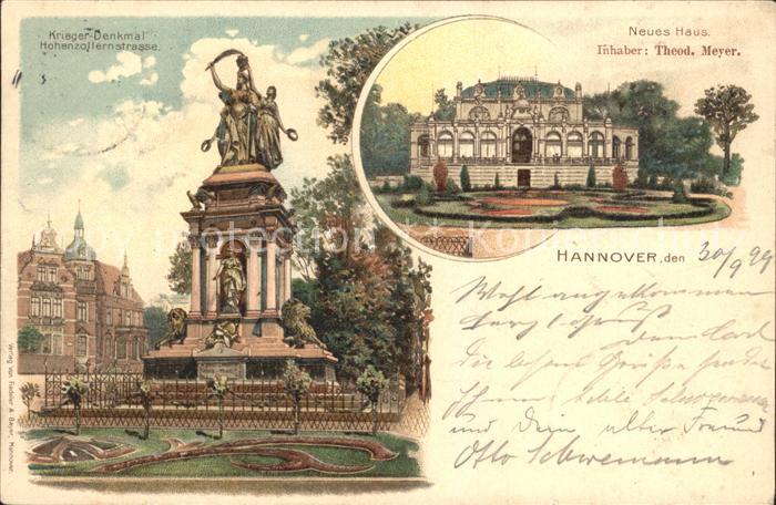 HANNOVER  CITY Kriegerdenkmal Hohenzollernstrasse Neues Haus Reichspost