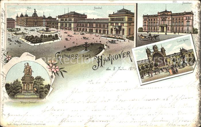 HANNOVER  CITY Ernst August Platz Post Bahnhof Staendehaus Tivoli Garten Krieger