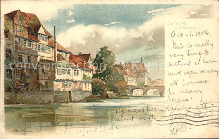 HANNOVER  CITY Alt Venedig Leine Bruecke Kuenstlerkarte