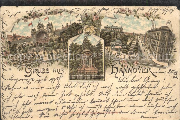 HANNOVER  CITY Tivoli Garten Musikpavillon Georgstrasse Hoftheater Kriegerdenkma