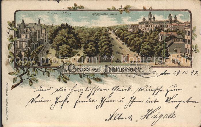 HANNOVER  CITY Herrenhaeuser Allee Litho Reichspost