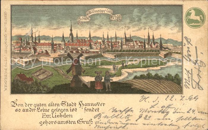 HANNOVER  CITY Stadtbild anno 1750 Reichspost