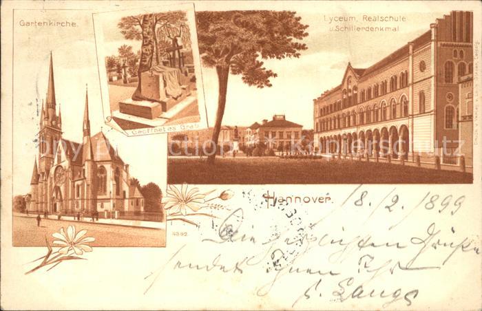 HANNOVER  CITY Gartenkirche Grab Lyceum Realschule Schillerdenkmal