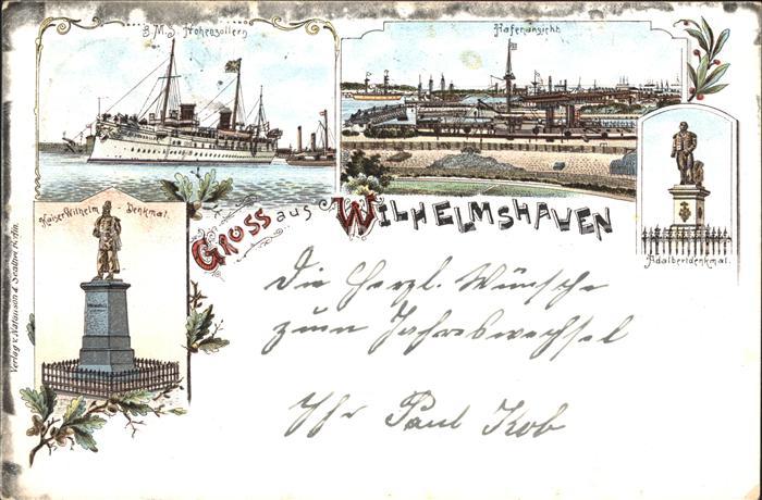Wilhelmshaven  CITY MS Hohenzollern Hafen Kaiser Wilhelm Denkmal Adalbertdenkma