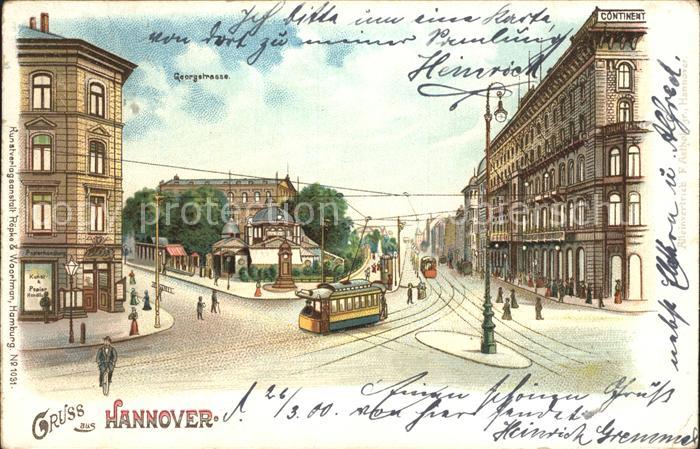 HANNOVER  CITY Georgstrasse Strassenbahn Litho
