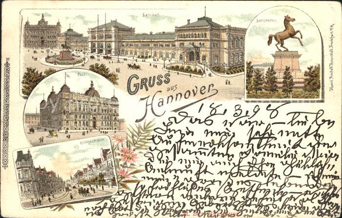 HANNOVER  CITY Ernst August Platz Denkmal Bahnhof Sachsenross Post Koenigsstrass