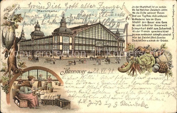 HANNOVER  CITY Markthalle Litho Reichspost