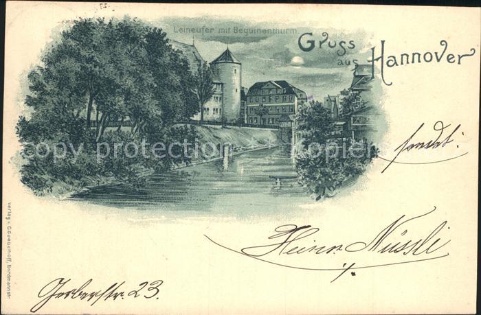 HANNOVER  CITY Leineufer mit Beguinenturm im Mondschein