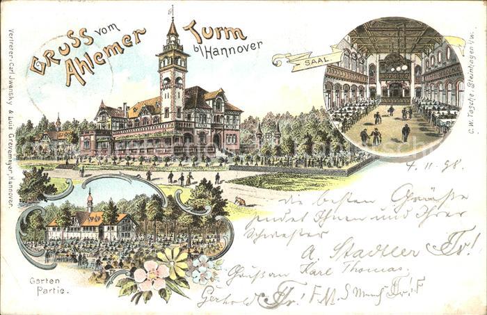 HANNOVER  CITY Ahlemer Turm Restaurant Garten Saal Litho Reichspost