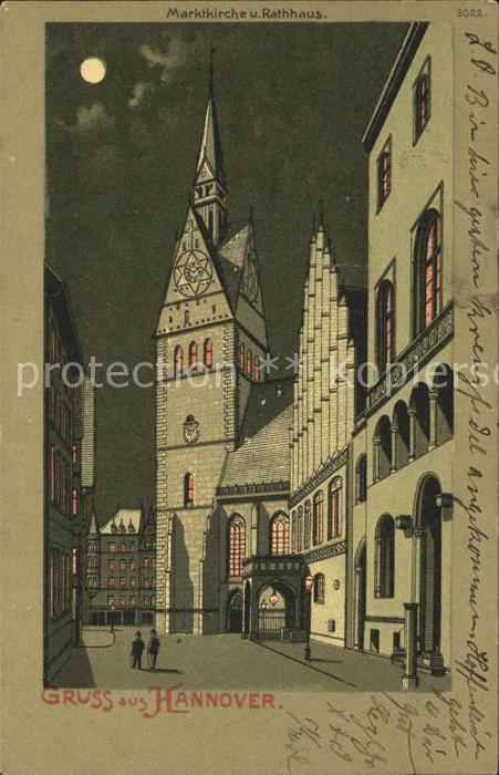 HANNOVER  CITY Marktkirche und Rathaus im Mondschein