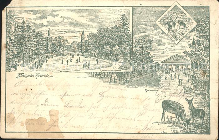 Kirchrode Tiergarte Rehe Hirsch Kuenstlerkarte Reichspost