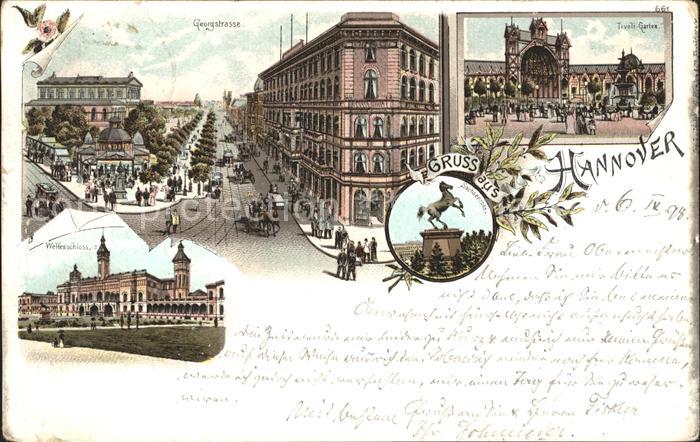HANNOVER  CITY Georgstrasse Hoftheater Tivoli Garten Sachsenross Welfenschloss L