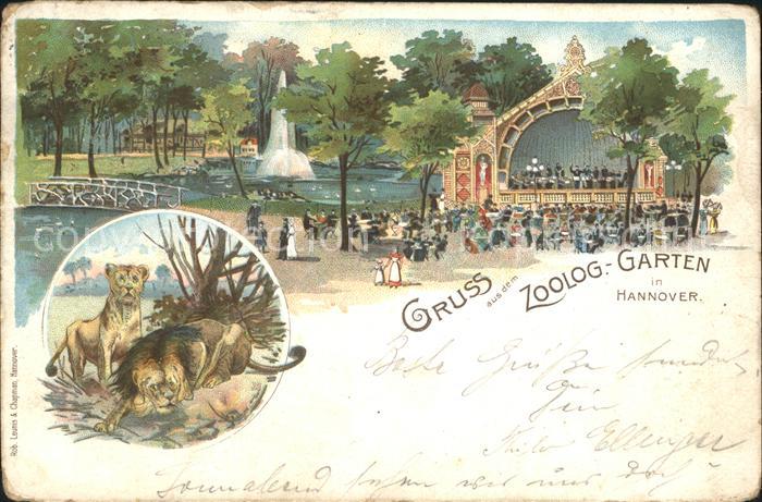 HANNOVER  CITY Zoologischer Garten Musikpavillon Loewen Kuenstlerkarte