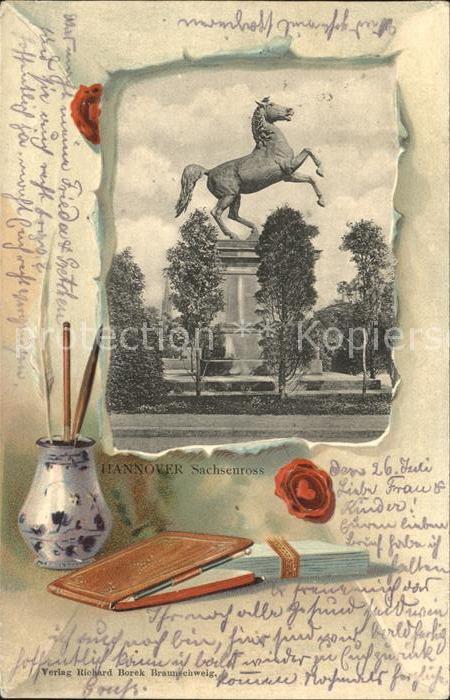 HANNOVER  CITY Sachsenross Statue Buch Schreibfeder Siegel