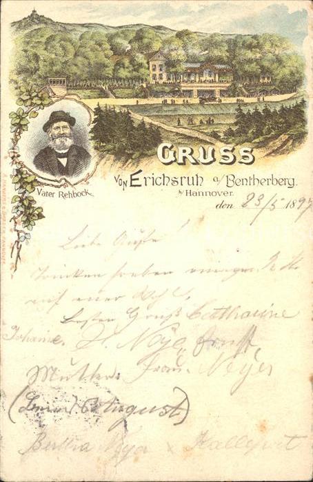 Benthe Gaststaette Erichsruh Vater Rehbock Bentherberg Litho Reichspost