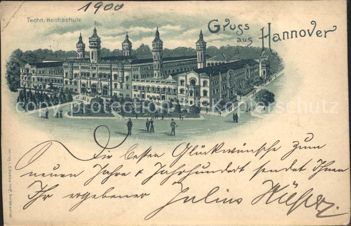 HANNOVER  CITY Technische Hochschule Litho Reichspost