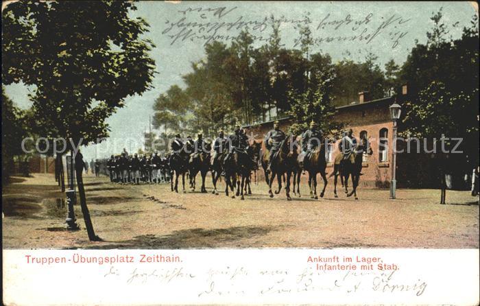 Zeithain Truppenuebungsplatz Ankunft im Lager Infanterie mit Stab