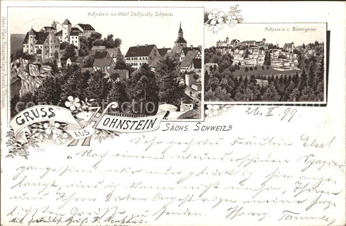 Hohnstein Saechsische Schweiz Schloss Hohnstein mit Hotel Saechsische Schweiz Ba