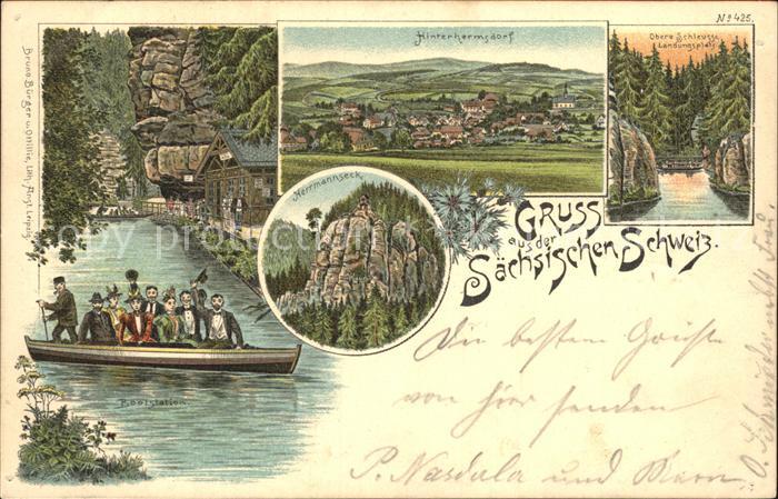 Hinterhermsdorf Bootsstation Panorama Hermannseck Obere Schleuse Landungsplatz