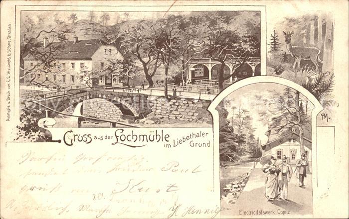 Liebethal Lochmuehle im Liebethaler Grund Electricitaetswerk Copitz