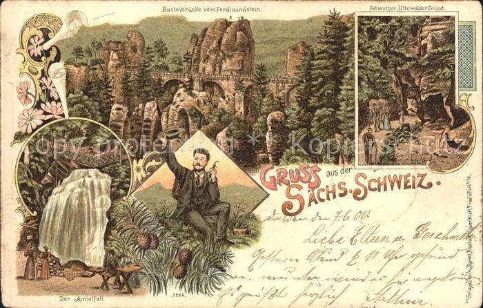 Saechsische Schweiz Basteibruecke Ferdinandstein Amselfall Felsenthor Uttewalder