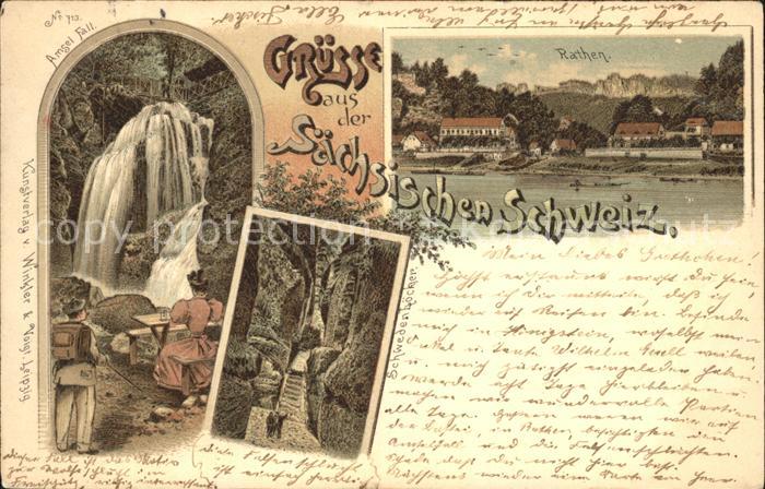 Rathen Saechsische Schweiz Elbepartie Amselfall Schwedenloecher