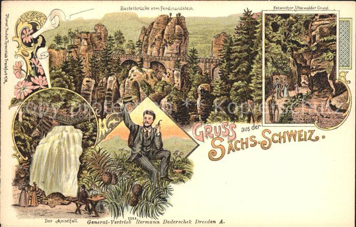 Bastei Saechsische Schweiz Basteibruecke Ferdinandstein Amselfall Felsenthor Utt