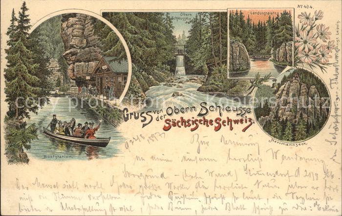 Saechsische Schweiz Bootsstation Obere Schleuse Landungsplatz Hermannseck