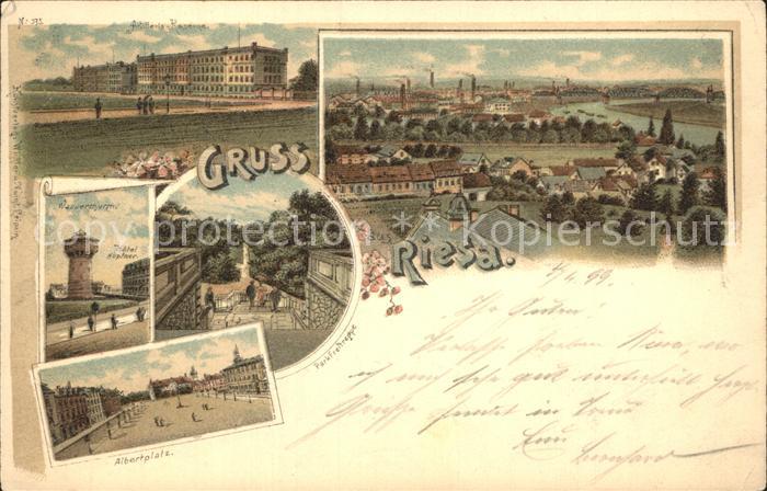 Riesa Sachsen Artillerie Kaserne Hotel Hoepfner Wasserthurm Albertplatz Freitrep