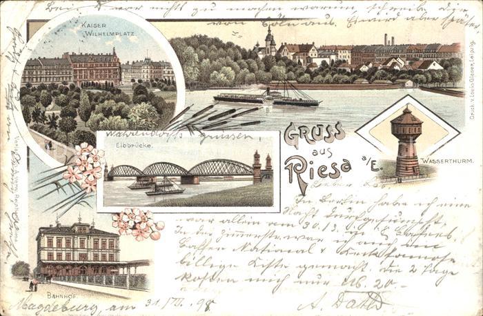 Riesa Sachsen Kaiser Wilhelm Platz Elbbruecke Bahnhof Stadtblick